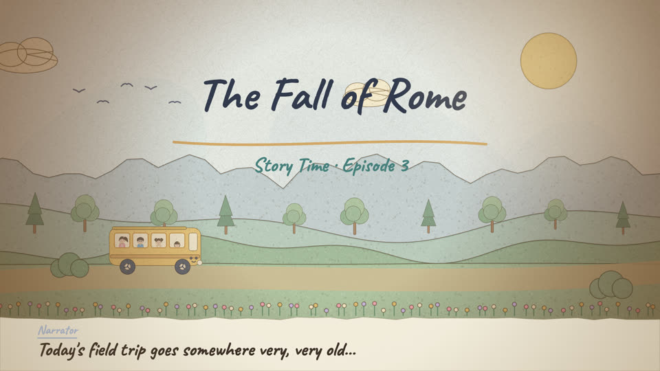 Watercolor title page: The Fall of Rome