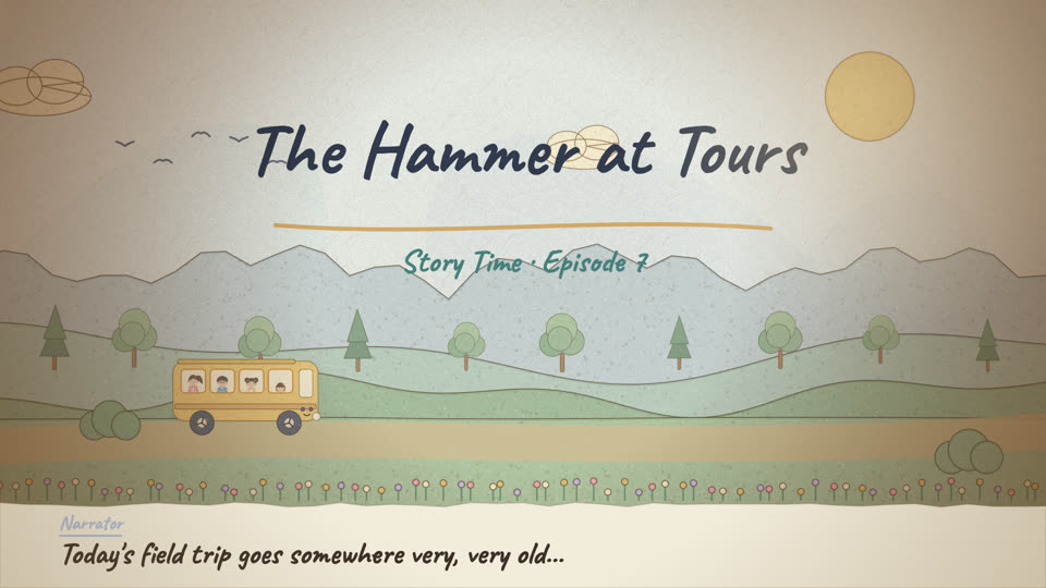 Watercolor title page: The Hammer at Tours