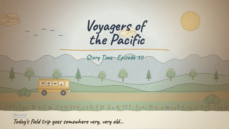 Watercolor title page: Voyagers of the Pacific